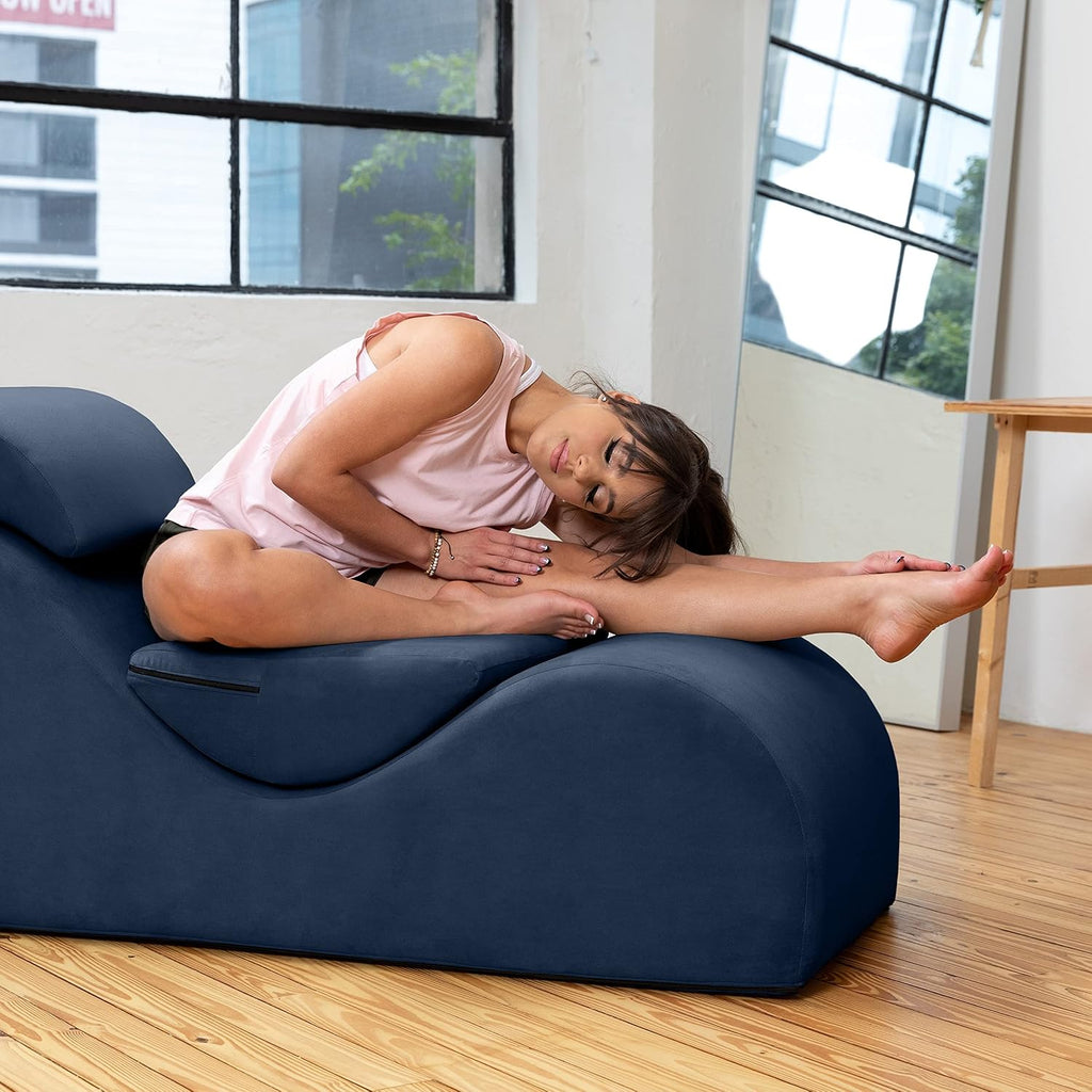 Avana Luvu Lounger - Chaise Lounge Chair for Yoga, Exercise, Massage - High Density Foam - Made in The USA - Dark Blue
