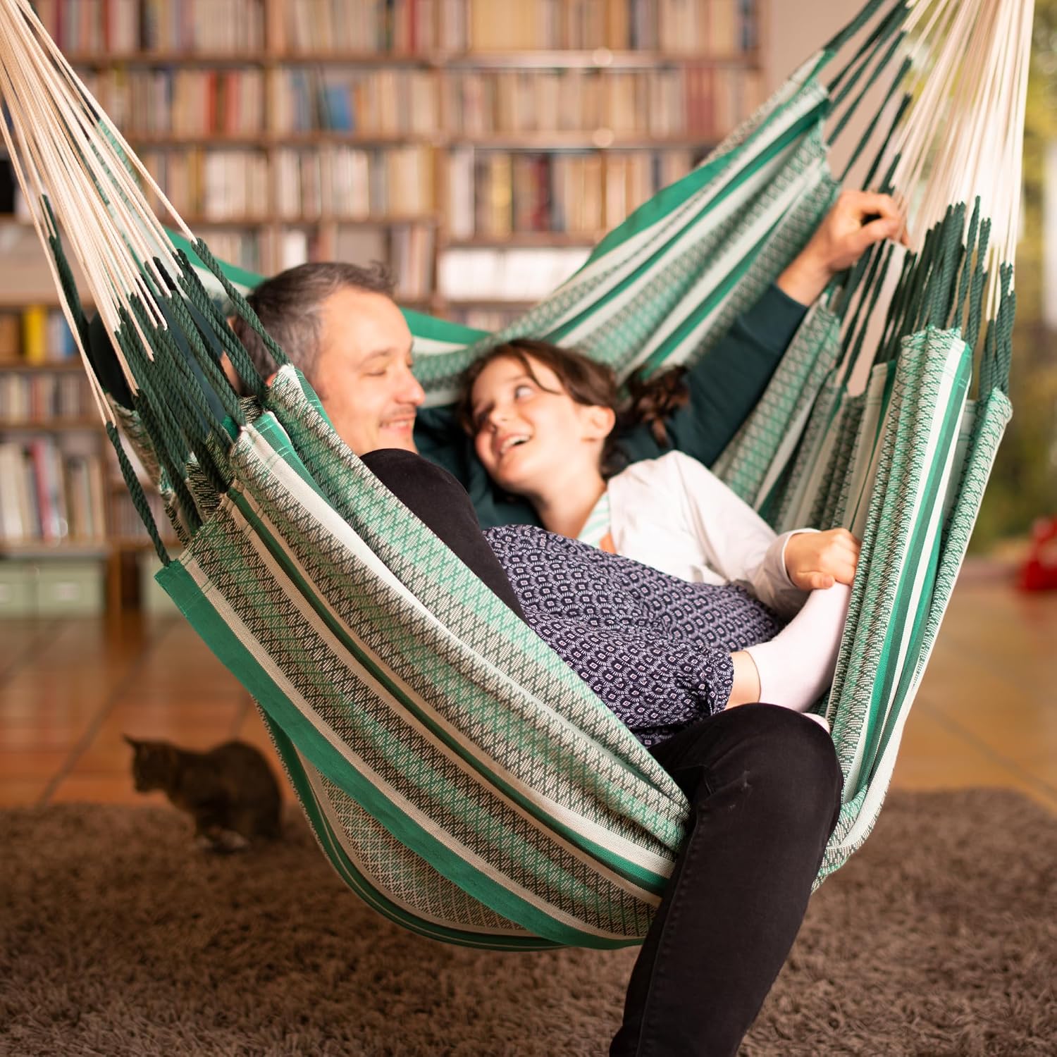 LA SIESTA® - XL King Habana Cotton Hammock Chair & CasaMount - Hanging Chair w/Suspension Kit for Walls Ceilings & Square Beams - Indoor Outdoor Swing Hanging Chair Bedroom Patio Balcony - Agave