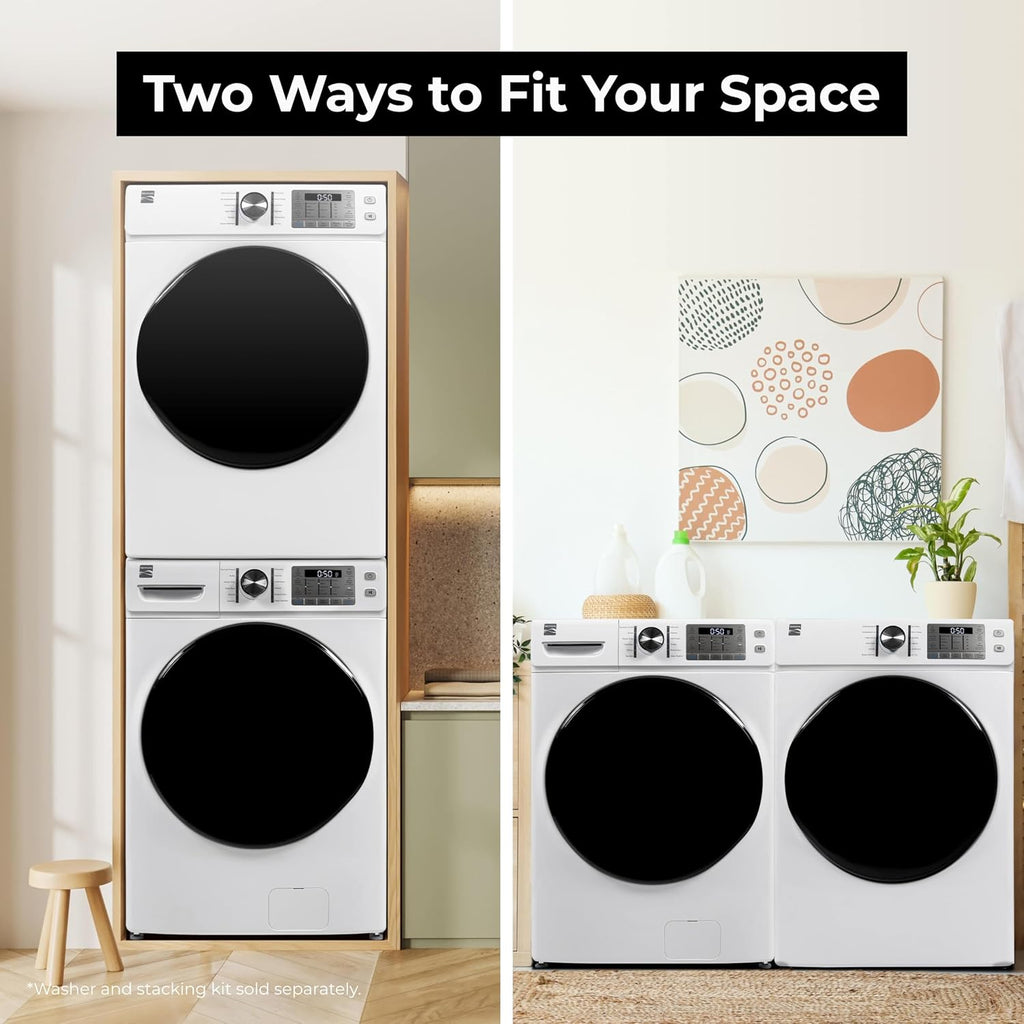 Kenmore 8.0 cu. ft. Front Load Electric Dryer with Wrinkle Guard & Accela Steam to Reduce Wrinkles, Static & Odors - Smart Sensor Drying - LED - ENERGY STAR Certified - White