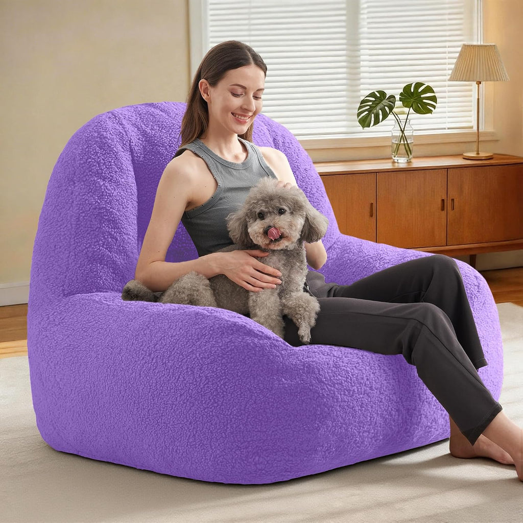 Homguava Bean Bag Chairs for Adults,Giant Beanbag Couch Adult Bean Bag Chair with Filler Included,Modern Lazy Sofa Comfy Chair for Living Room(Purple)
