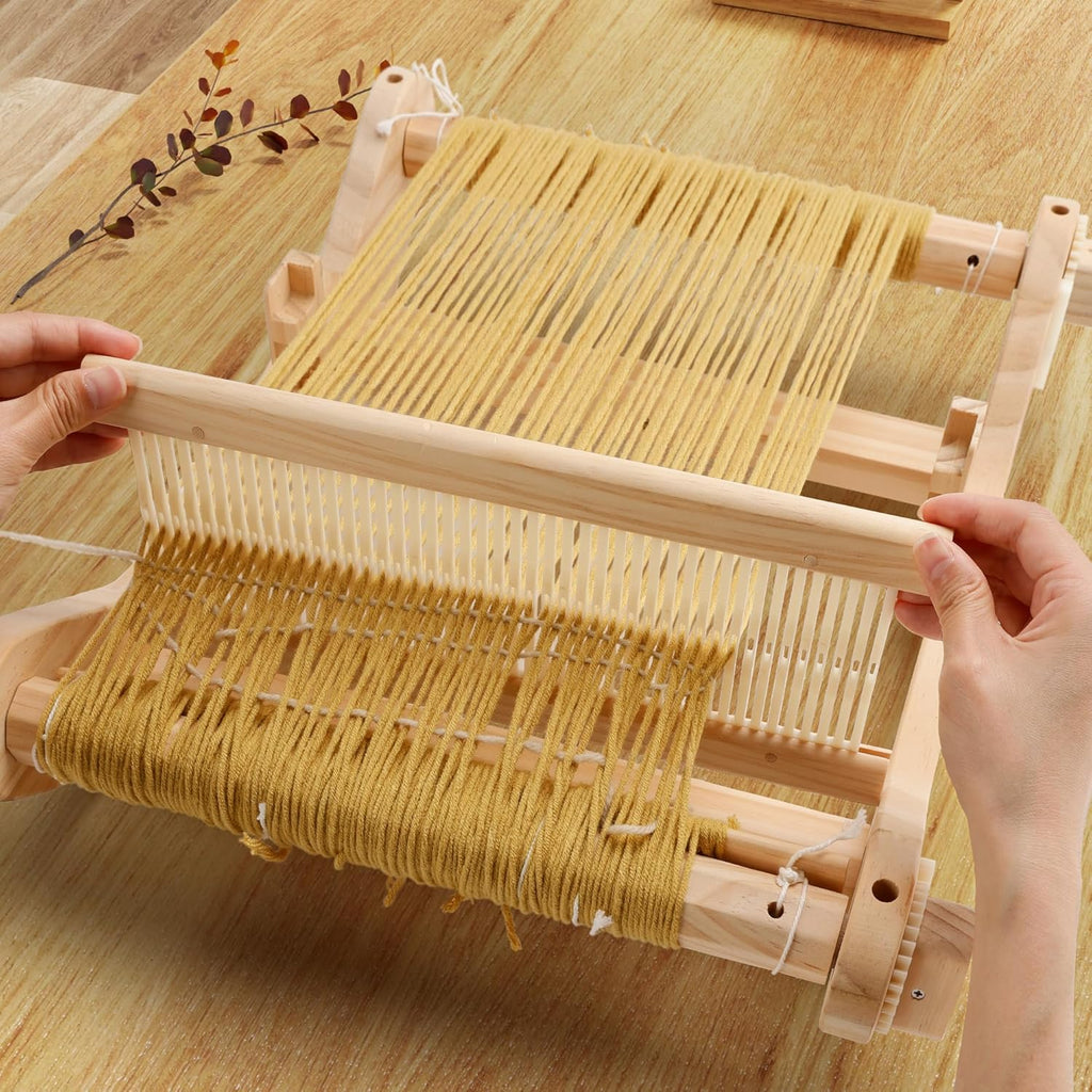 WILLOWDALE 16 Inches Rigid Heddle Loom with Stand, Weaving Loom Kit with Shed Stick, Wooden Multi-Craft Weaving Loom for Adults, Threads Warping Frame with Pegs and Yarn Stand, Frame Loom for Beginner