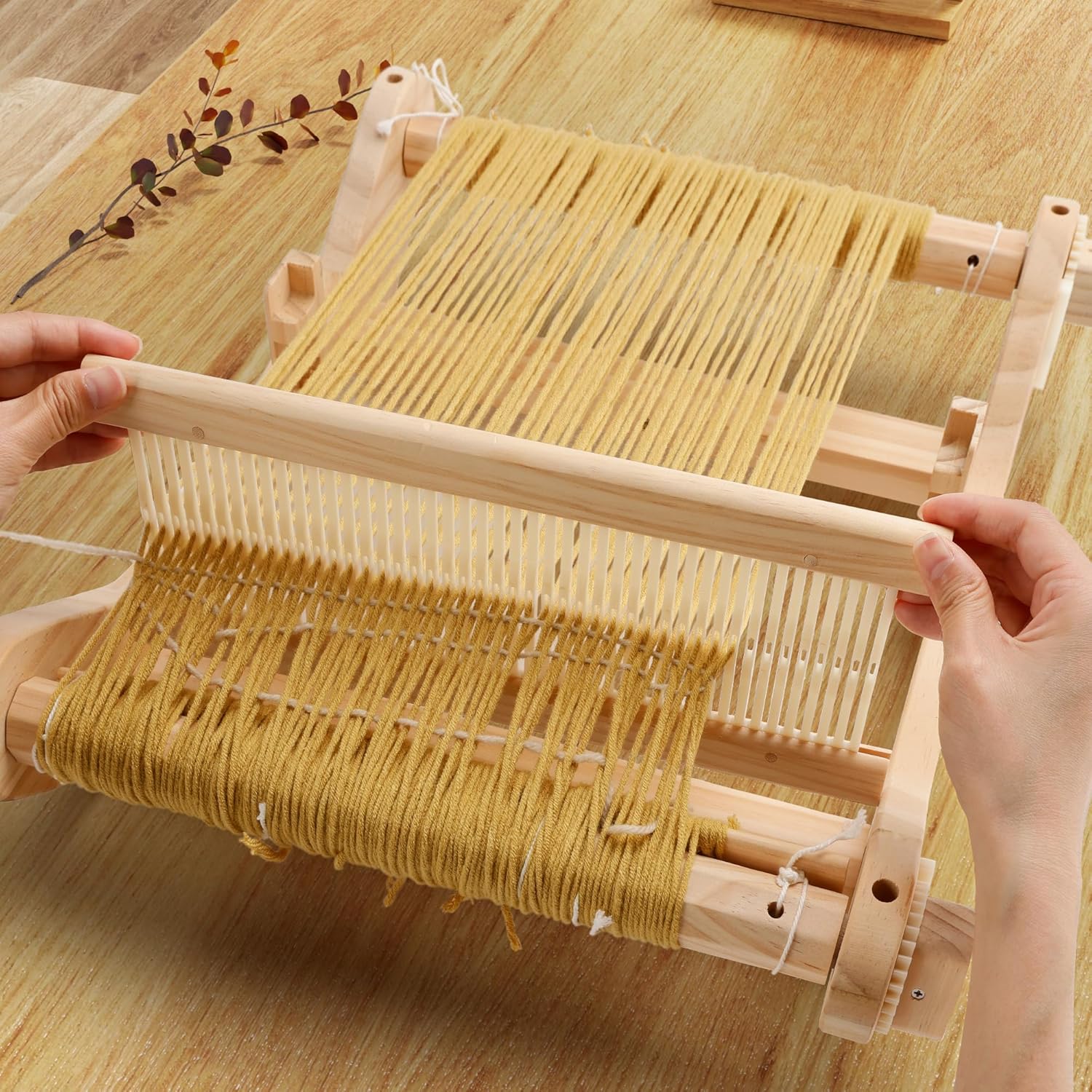 WILLOWDALE 16 Inches Rigid Heddle Loom with Stand, Weaving Loom Kit with Shed Stick, Wooden Multi-Craft Weaving Loom for Adults, Threads Warping Frame with Pegs and Yarn Stand, Frame Loom for Beginner