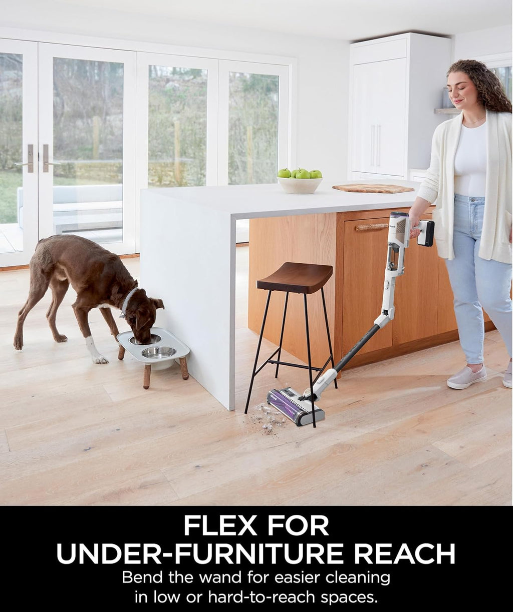 Shark IW3615 Detect Pro Cordless Stick Vacuum with HEPA Auto-Empty System, Flexible Wand, Portable Handheld Attachment, Ideal for Household Pet Hair, 60 Minute Runtime, White/Beats Brass (Renewed)