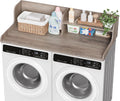 DTK Washer Dryer Wood Countertop with Shelf, Laundry Topper with Non-Slip Mat,27.55' Depth x 54' Width Dryer Covers for The Top with Edge Rails (Rural)
