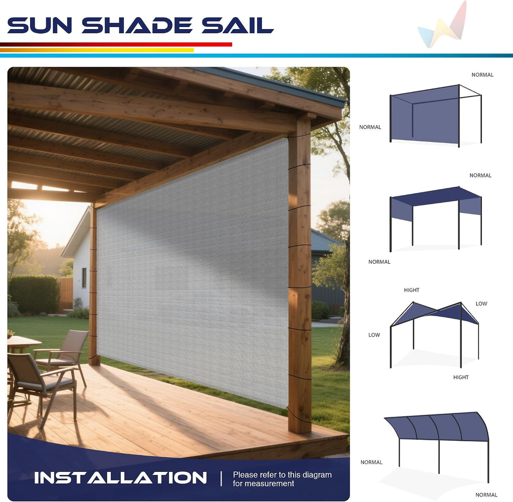 Windscreen4less Straight Edge Sun Shade Sail 11' x 11' Sun Shade Canopy Cover Outdoor with Grommets D-Ring UV Block for Pergola Backyard Patio (Light Gray)