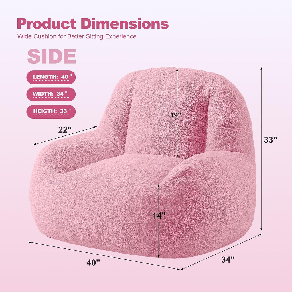 Homguava Bean Bag Chairs for Adults,Giant Beanbag Couch Adult Bean Bag Chair with Filler Included,Modern Lazy Sofa Comfy Chair for Living Room(Soft Pink)