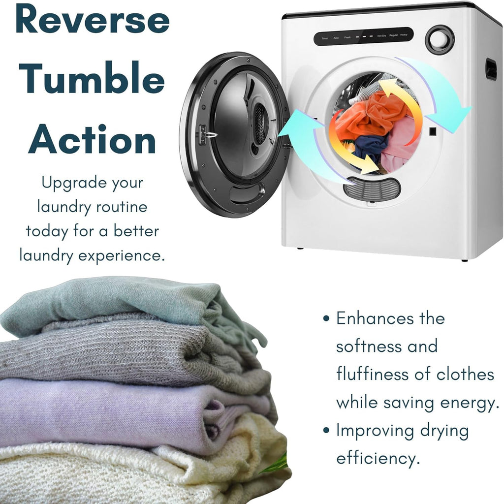 Dessiz 1.6 Cu.Ft.,11LBS Compact Dryer 950W Portable Clothes Dryer Machine with Stainless Steel Drum and Exhaust Hose,Dryer for RVs, Apartments,Dorm Rooms- Quiet, Sturdy,Easy to Use and LED Display