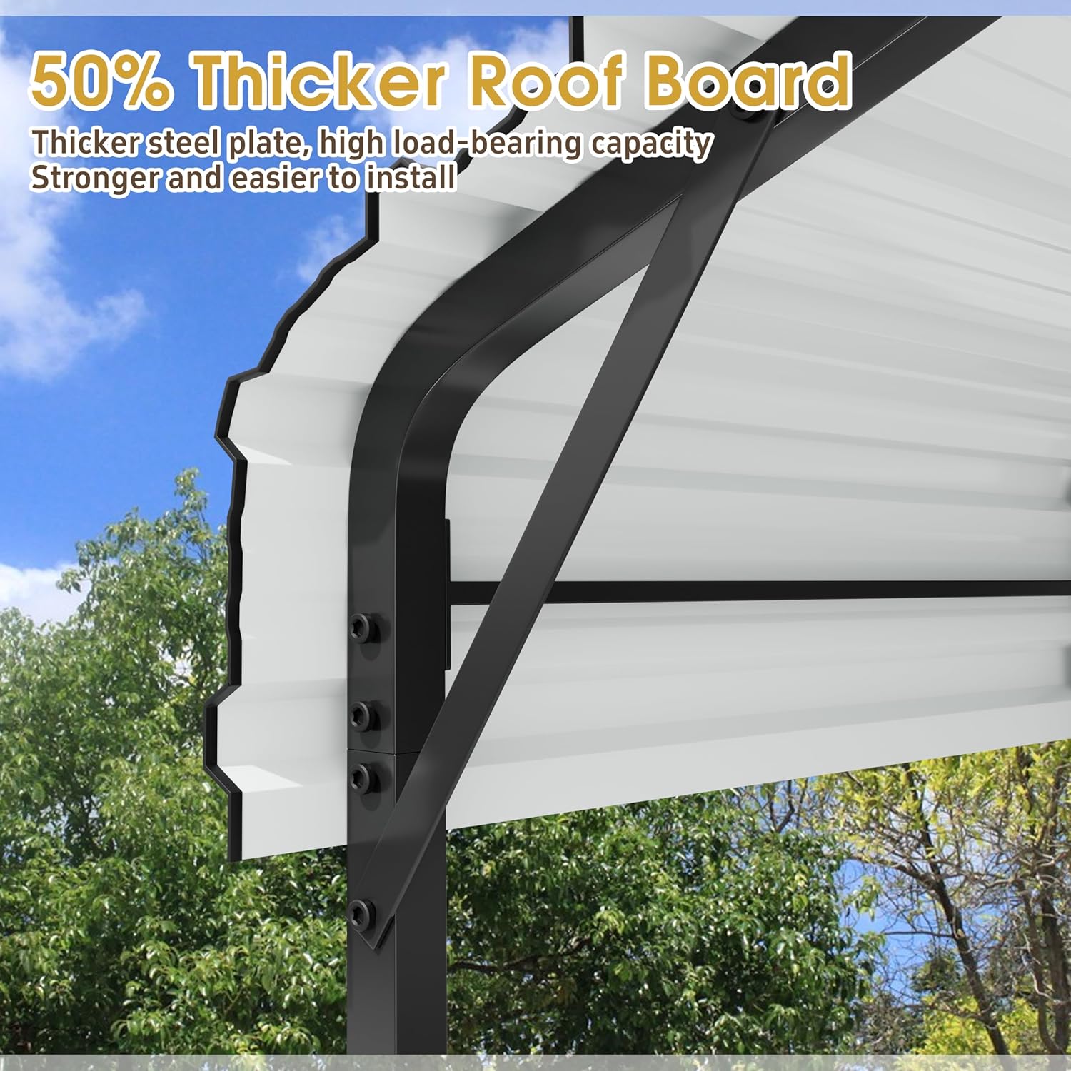 JAMFLY Carport, Heavy Duty Carport Canopy with Galvanized Steel Roof and Frame, Metal Car Garage Upgraded Extra Large Garage for Pickup, Boat, Car and Tractors, 12x20FT Grey