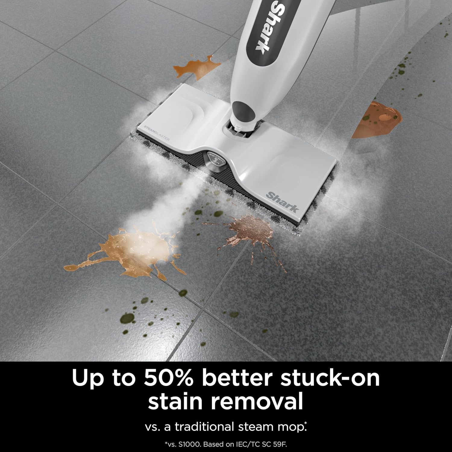 Shark SteamSpot Steam Mop with Steam Blaster Technology, 3 Steam Modes, 2 Washable Pads, XL Removable Water Tank, Lightweight, Steam Cleaner for sealed Hard Floors, Hardwood, Tile, Laminate, S2001