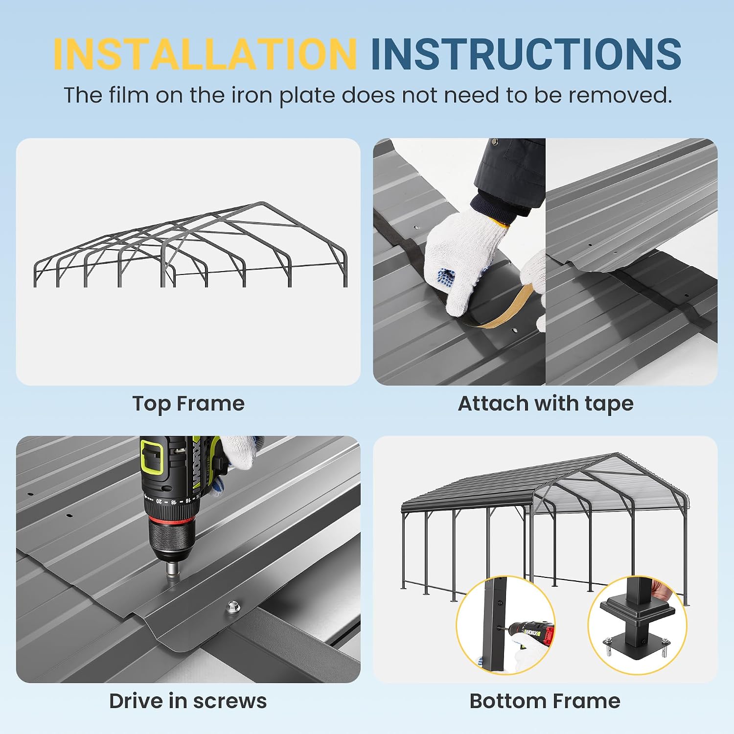 Wisteria Lane 12x20FT Metal Carport, Heavy Duty Carport Canopy with Reinforced Frame and Base for All-Weather, Outdoor Garage Car Port for Boats, Tractors, Pickup Trucks or Party, Dark Gray