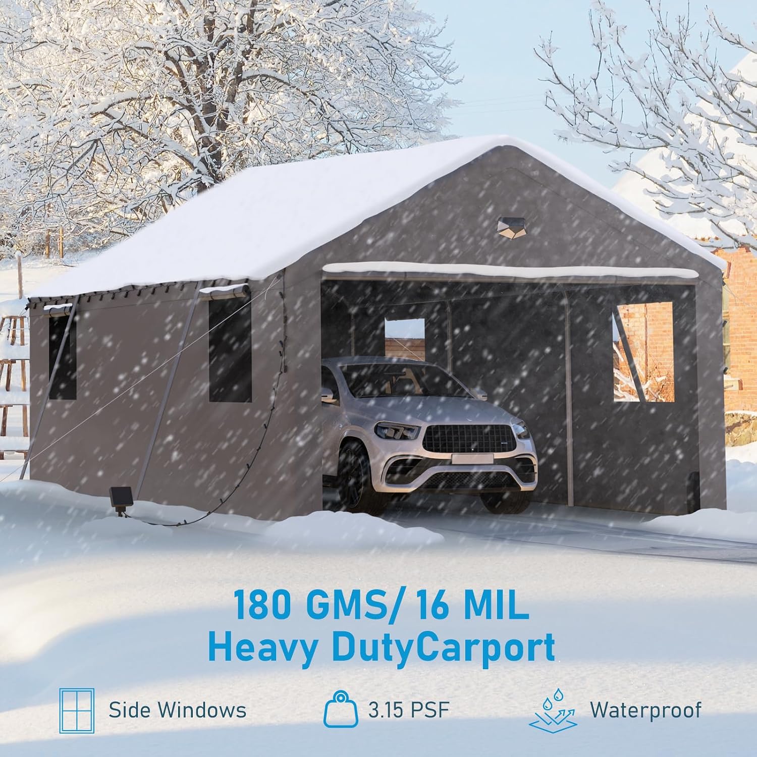 Carports Canopy Heavy Duty, Portable Garage with Sidewalls (13x25, Grey)
