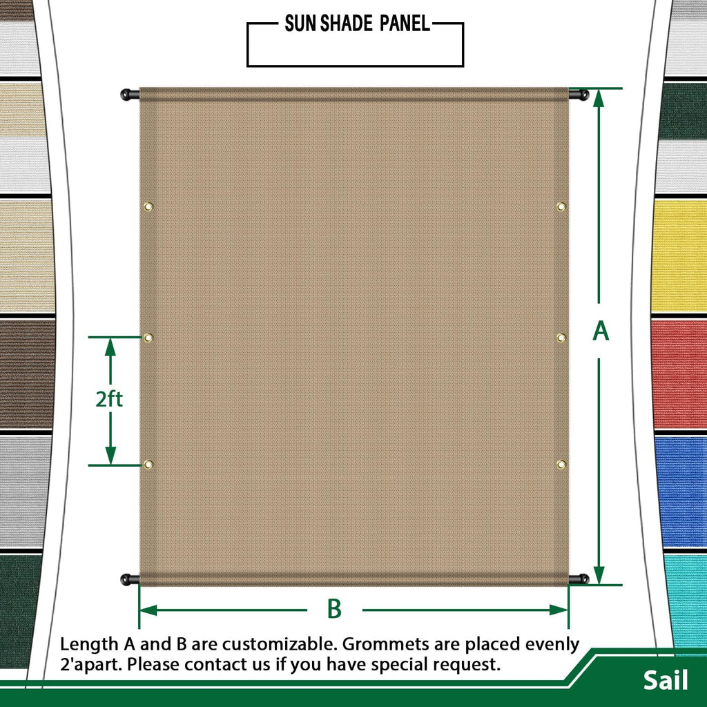10' x 8' Universal Pergola Shade Cover with Grommets Weighted Rods, Sun Shade Cloth Outdoor Canopy Replacement Cover, Patio Awning for Porch, Backyard, Gazebo, Garden, Sand