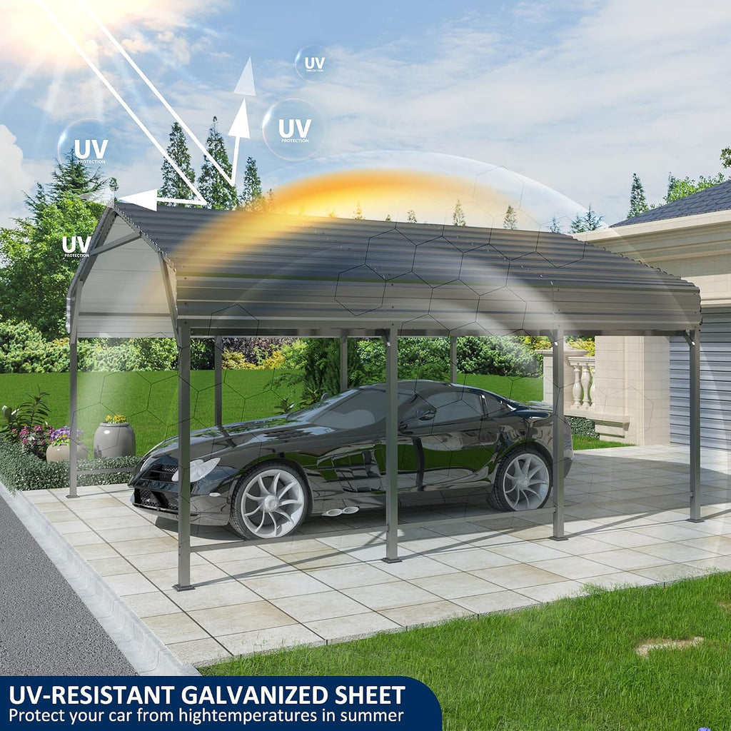 AIRWIRE 10x15 Metal Carport Carports with Enhanced Base Heavy Duty Garage Outdoor Galvanized Car Shelter for Car, Boats and Truck
