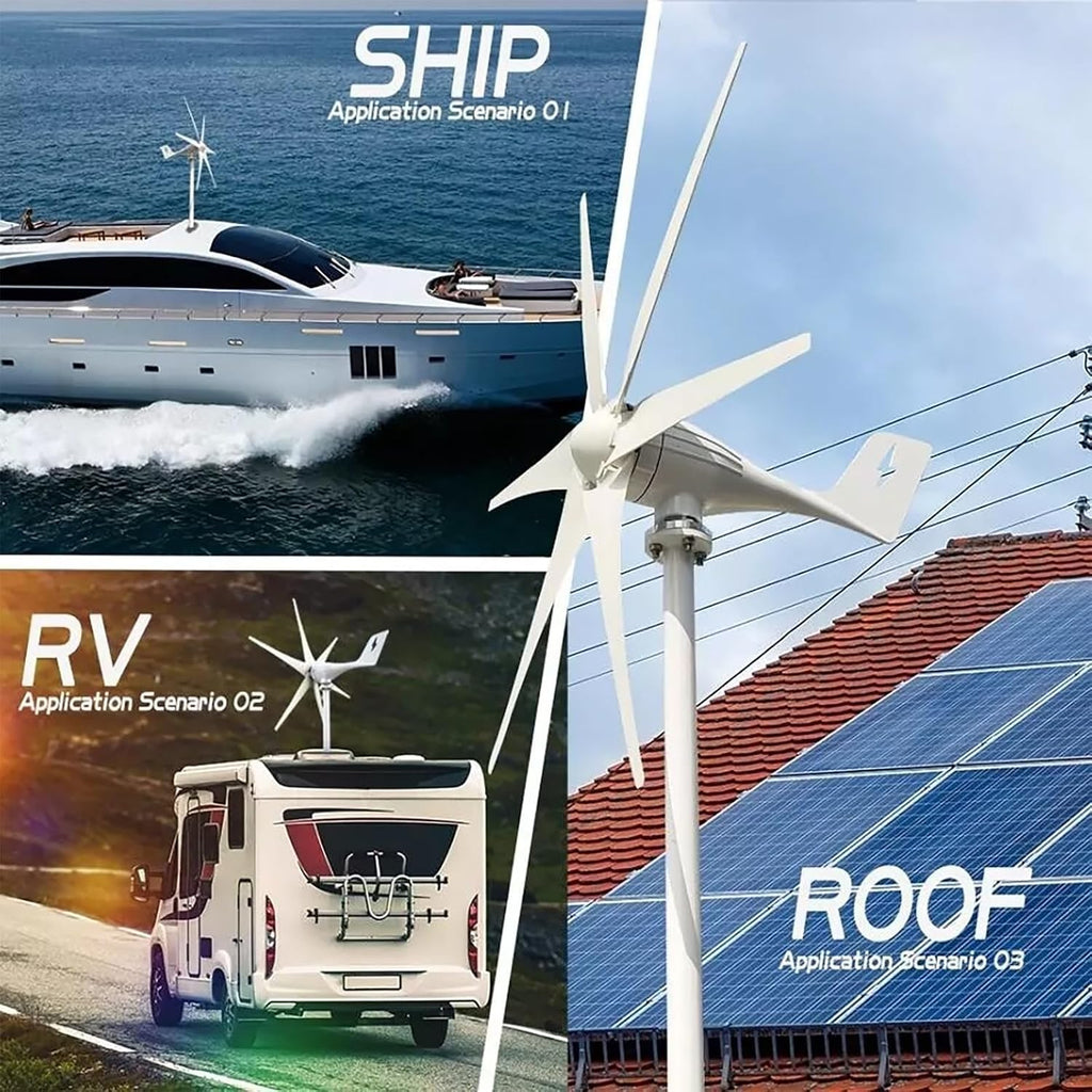 3000W Wind Turbine Generator Kit 12V/24V/48V 5-Blade Wind Generator With MPPT Controller And 200W Solar Panel For Home Use Street Lighting Off-Grid Renewable Energy(24V)