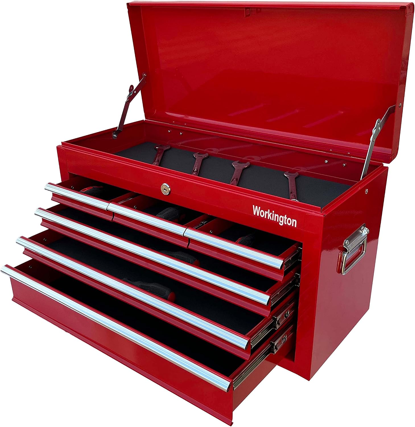 Workington Portable Metal Tool Chest with 6 Drawers, 24' 6-Drawer Tool Chest Cabinet with Ball Bearing Drawer Slides, Steel Tool Storage Box Organizer 4005 Red