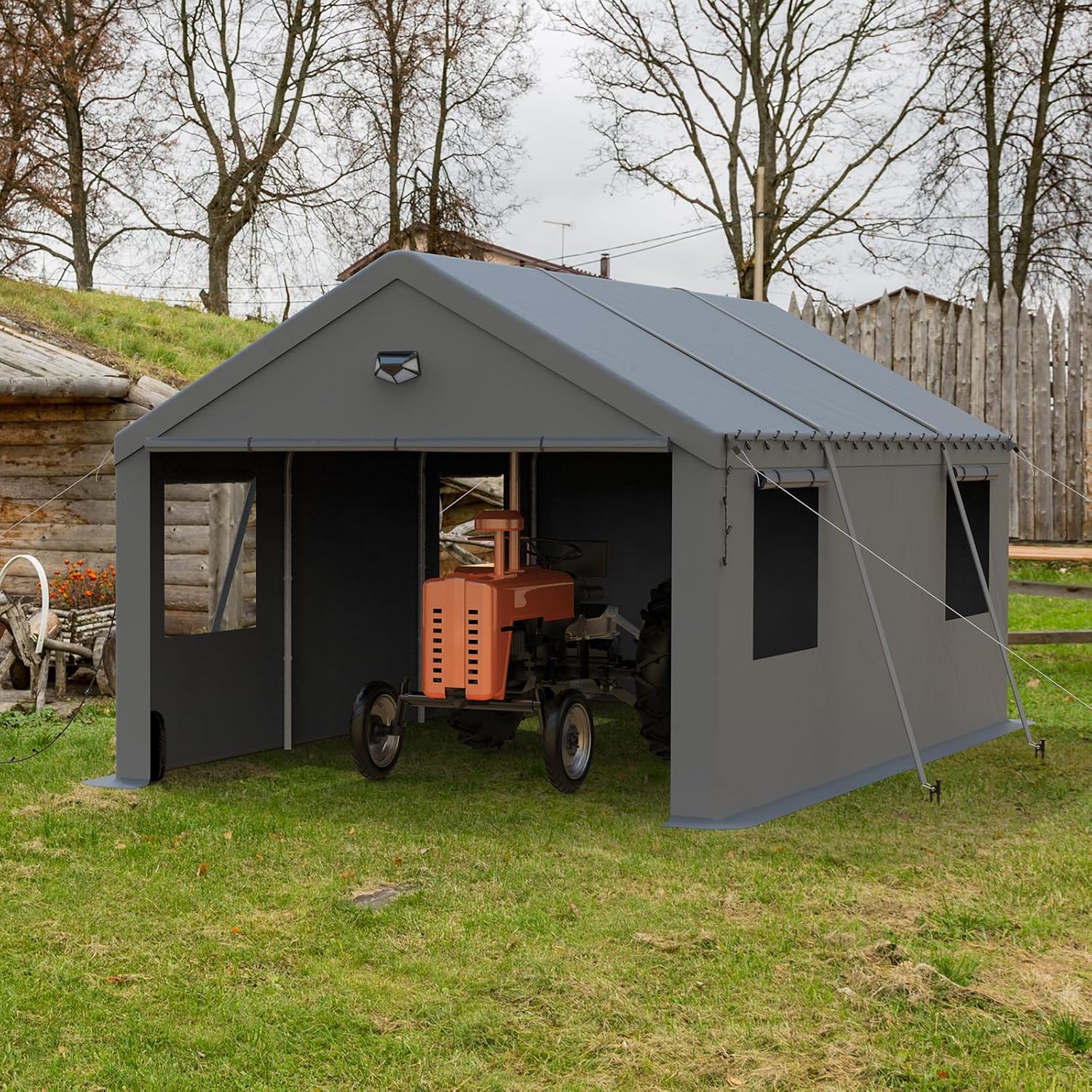 Carports Canopy Heavy Duty, Portable Garage with Sidewalls (12x20, Grey)