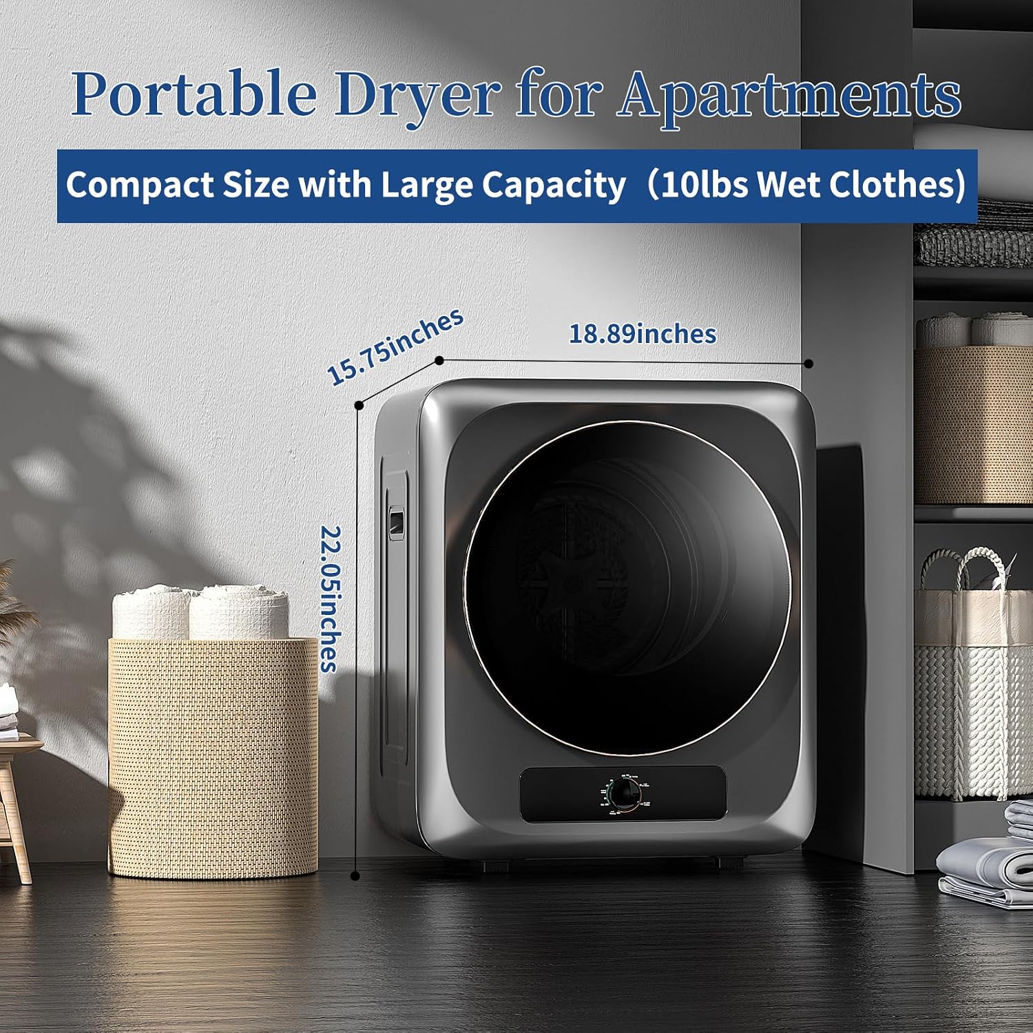 VCJ Portable Washing Machine and Dryer Set, 28lbs Fully Automatic Washer and 10lbs Portable Dryer with Stainless Steel Tub, Compact Washer and Dryer Combo for Apartment, RV, Dorm