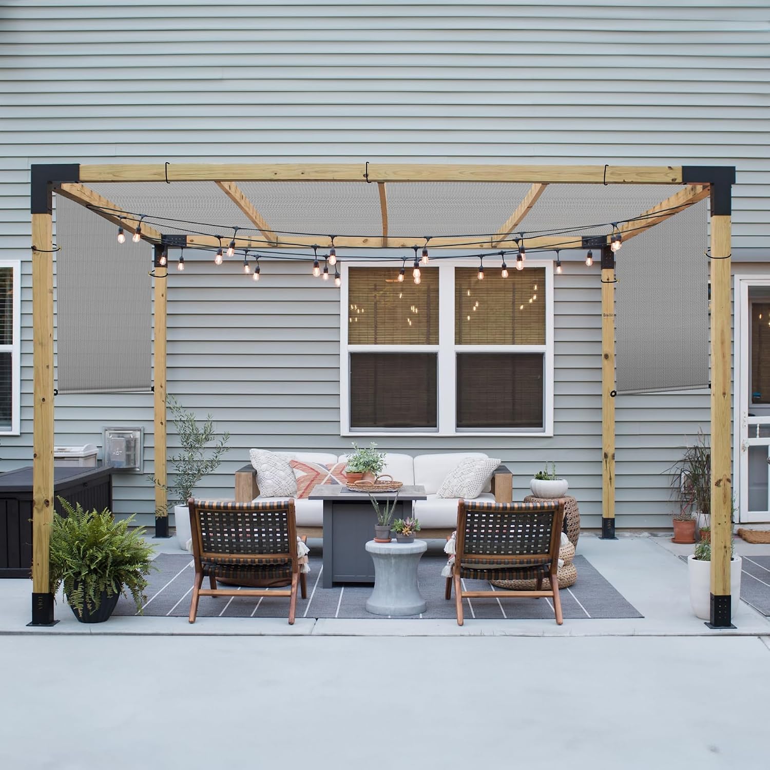 Patio 11' x 4' Pergola Cover Canopy Replacement Shade Cloth with Grommets Weighted Rods Outdoor Sun Shade Screen UV Block for Gazebo Backyard Deck Porch Balcony, Light Gray