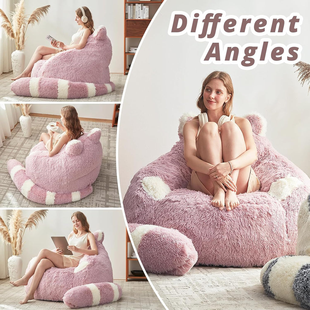 EBENCHICO Giant Bean Bag Chairs for Adults Teens, Plush Beanbag Chair with Filler Comfy Faux Fur Fluffy Bean Bag Sofa Couch for Reading Sleeping