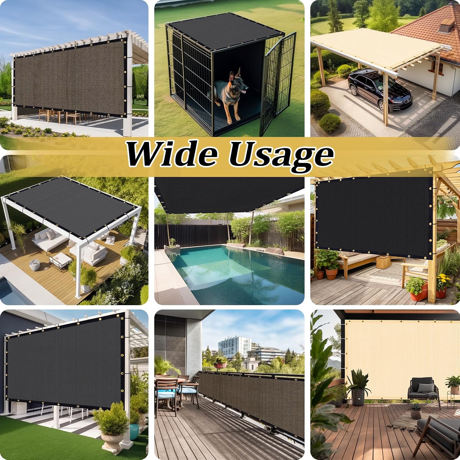 Shade&Beyond Customized Size 12' X 20' Shade Cloth with Grommets, 90% UV Protection Pergola Shade Cover Mesh Tarp Sun Screens for Patio GN09, Sand