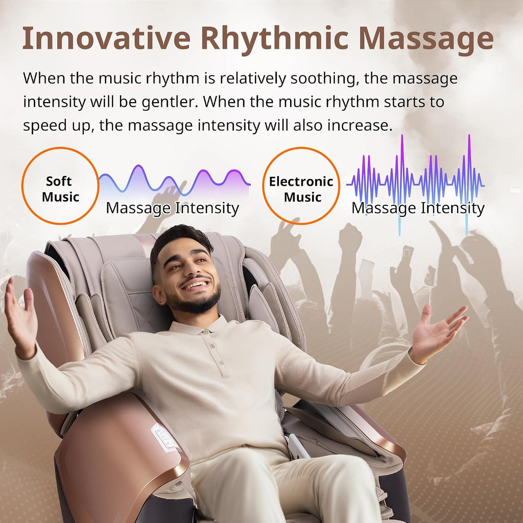 MYNTA 2025 4D Massage Chair for Full Body, 4D+2D Dual Mechanism with Waist & Shawl Heating, Zero Gravity Recliner Foot & Calf Massage, Extended SL-Track, Music Sync with Hi-Fi Bluetooth Speaker