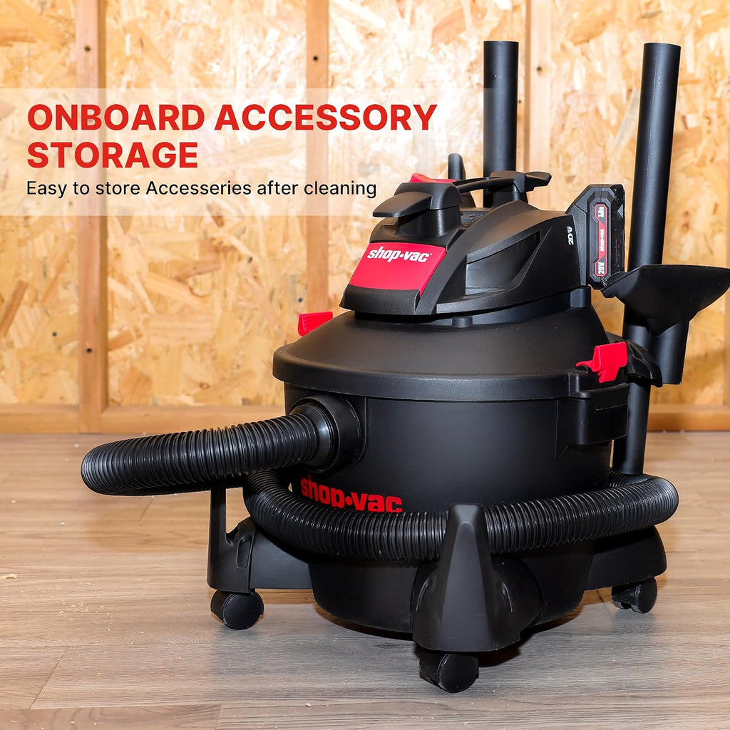Shop-Vac 5430030 6 Gallon Cordless Wet/Dry Vac, 8.0 Peak Kpa, 1.5 Inch Diameter x 7 Foot Hose, Portable Design for Easy Cleanup in Home, Garage, and Vehicle