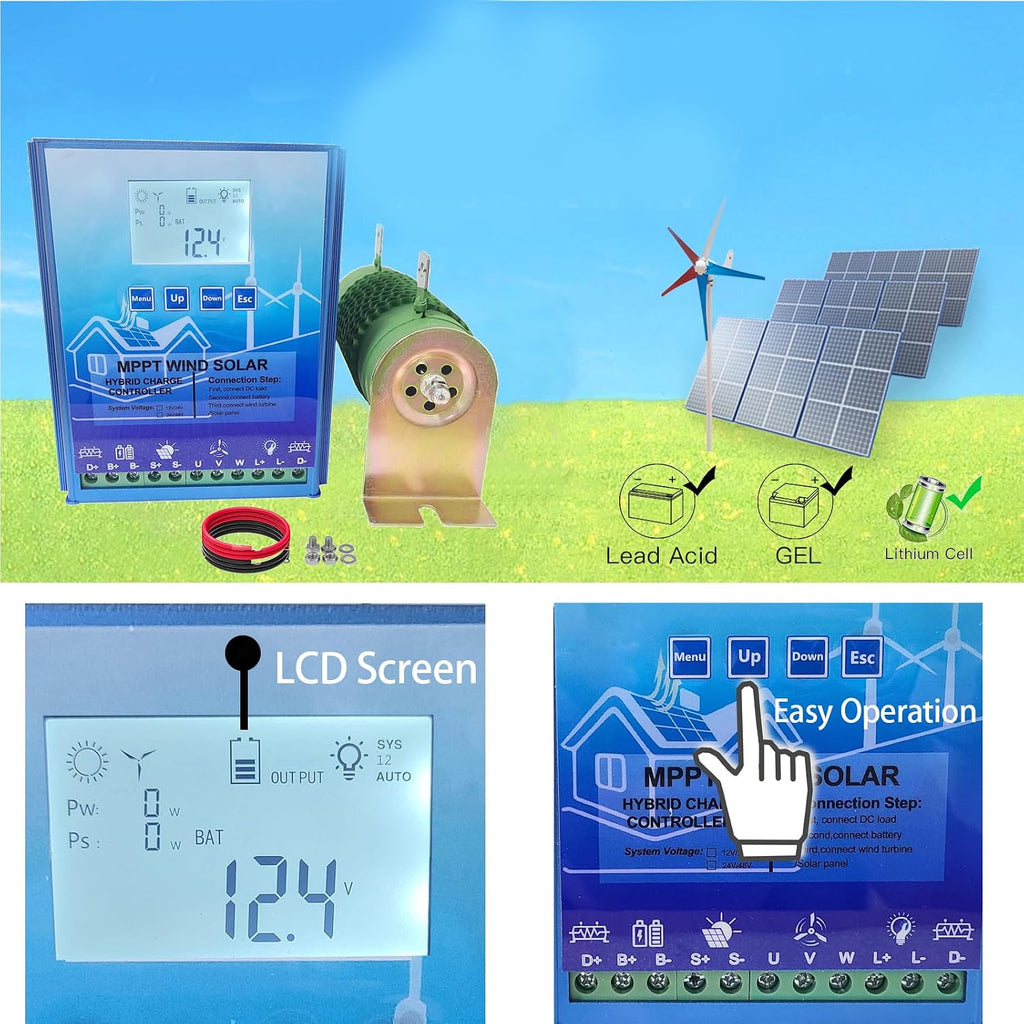 3000W-6000W MPPT Solar Wind Hybrid System Charge Controller,220V Auto High Efficiency Regulador Regulator Home Use Wind Generators