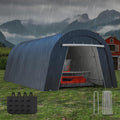FansaFurn Domed Carport with 4 Cloth Bags, Portable Garage with 2 Roll-up Doors, Heavy Duty Car Canopy Party Tent, All-Season Storage Shelter Shed for Boat, Truck, or Garden Tools, 12' x 25'