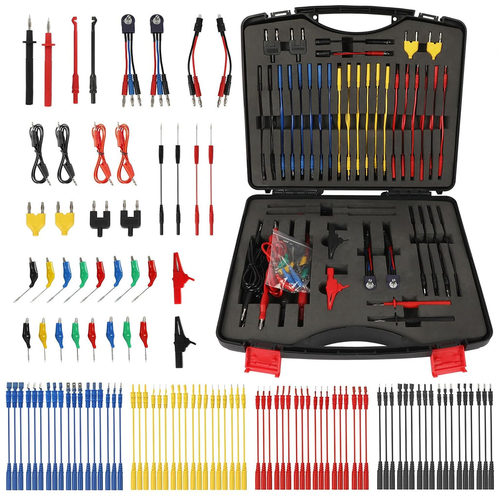 110PCS Automotive Test Lead Kit, AES Wave Multimeter Lead Kit with Back Probes, Piercing Clips & Alligator Clips, Multi-Function Diagnostic Tools for Cars, Trucks & EVs, with Carrying Case
