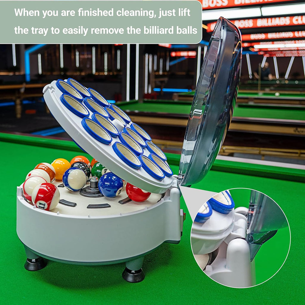 Pool Ball Cleaner Pool Ball Polishing Cleaning Machine Billiard Ball Cleaner Electronic Pool Balls Polishing for 16 Billiard and Snooker Balls 110V 180V
