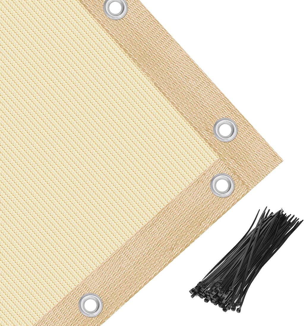 Amagenix 90% Pergola Shade Cover 12' X 20' Sun Shade Cloth with Grommets for Outdoor Garden Patio Porch, Commercial Grade 200 GSM - Cable Zip Ties Included (We Customized) GN108, Wheat