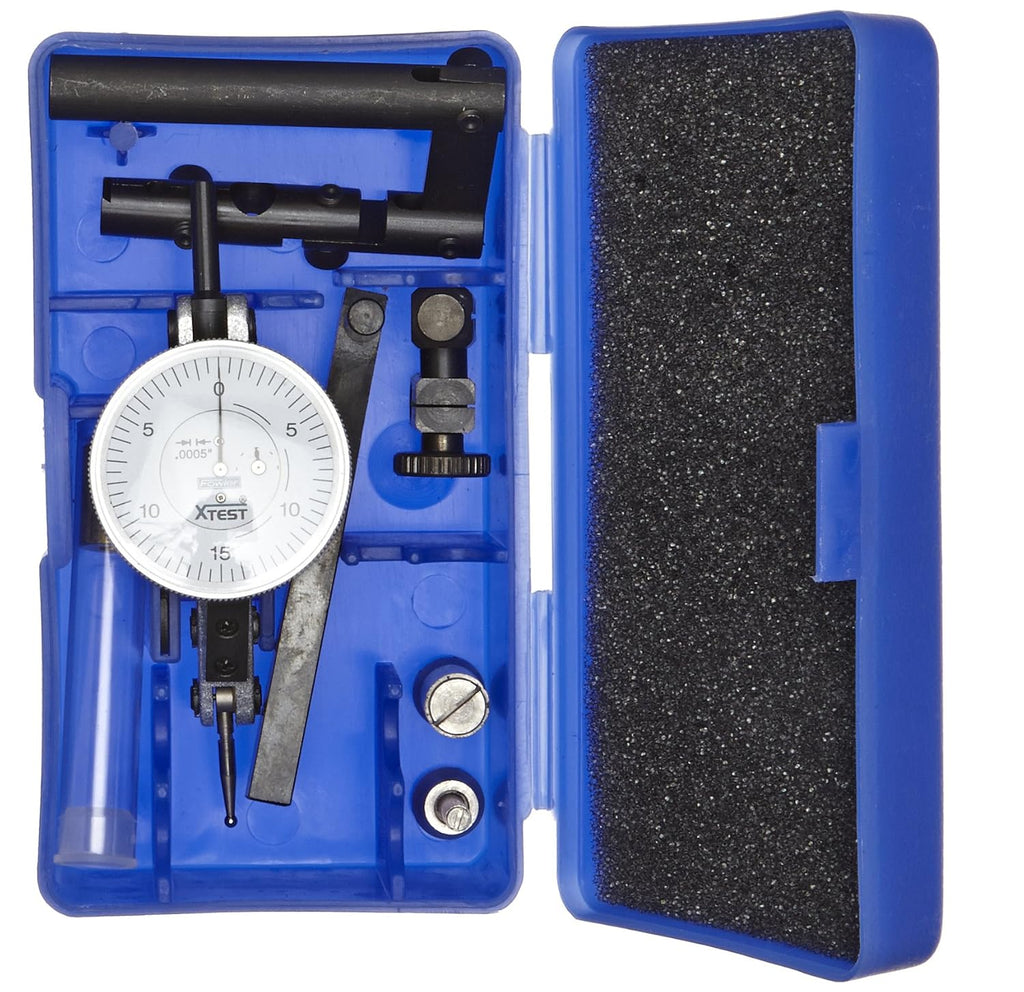 Fowler 52-562-100 Horizontal White Dial X-Test Indicator and Accessory Combo Kit, 0.0005' Graduation Interval, 1.5' Diameter