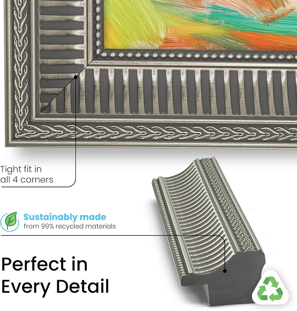 Empire Silver 50' Slim Deco TV Frame - Compatible ONLY with Samsung The Frame TVs (Fits 2021-2026, LS03A, LS03B, LS03C, LS03D, LS03FA)