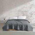 Calvin Klein - Queen Quilt Set, Cotton Percale Weave Bedding with Matching Shams, Crisp & Cool, Oeko-Tex Certified (Washed Percale Graphite Grey)
