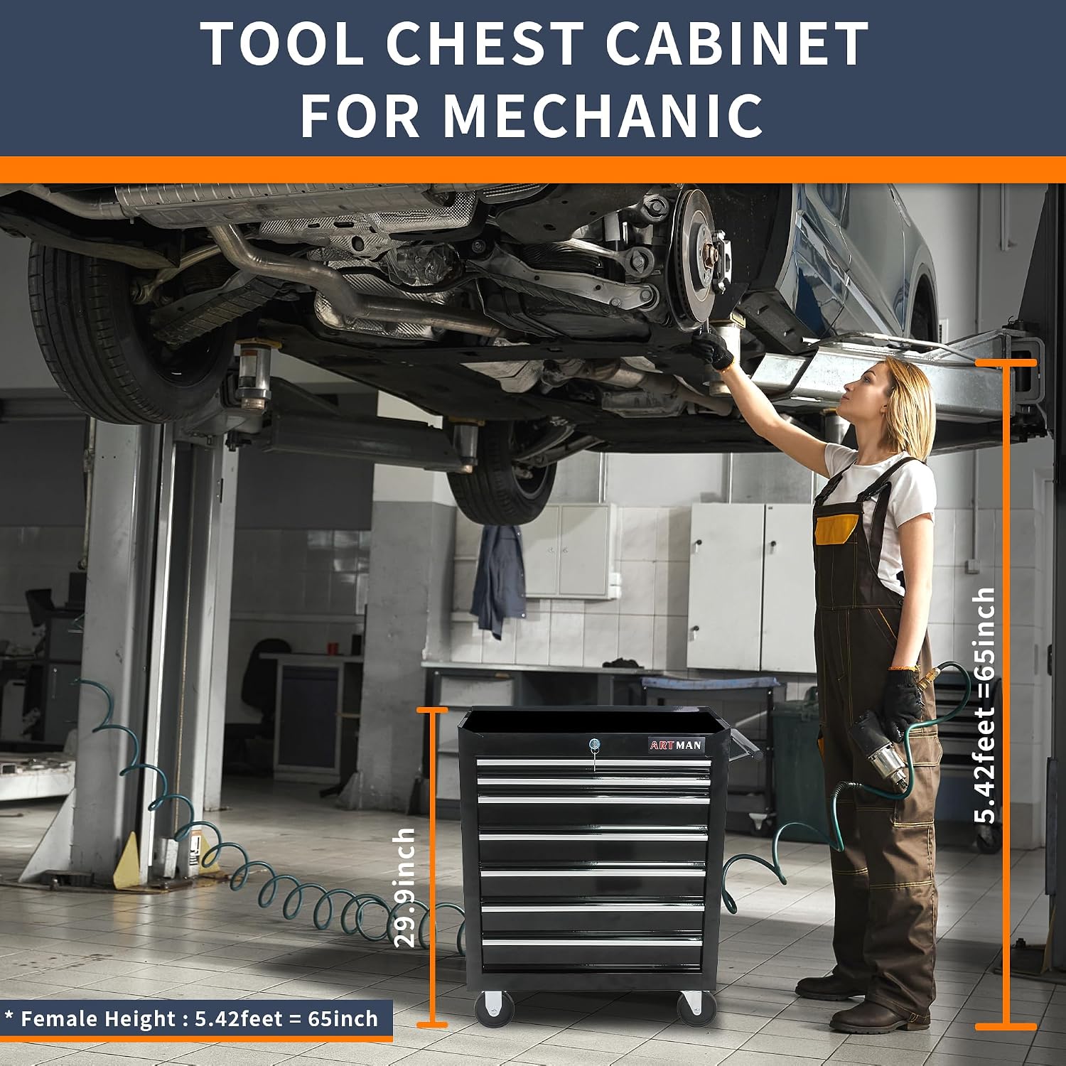 7-Drawer Rolling Tool Cart, Tool Box on Wheels,Lockable Home Repair Tool Storage Organizer, Tool Chest Cabinet for Mechanic, Garage