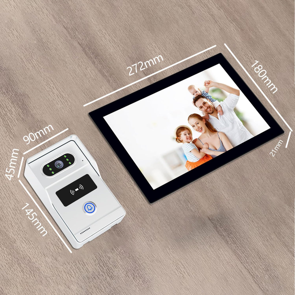 Intercoms Wireless for Home, Video intercom System for Home,1080P doorbell Camera, Smart Video Doorbell with 10-inch Monitor, Video Intercom Two-Way Audio, Tuya App, Night Vision (Silvery)