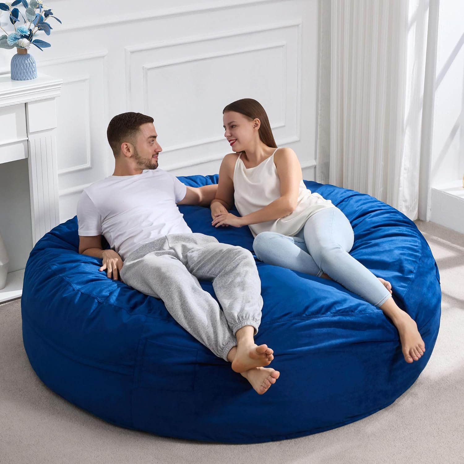 Hobestluk Bean Bag Chair 6Ft Giant Bean Bag Chairs for Adults Large Bean Chairs with Removable Cover,Big BeanBag Chairs for Living Room, Bedroom