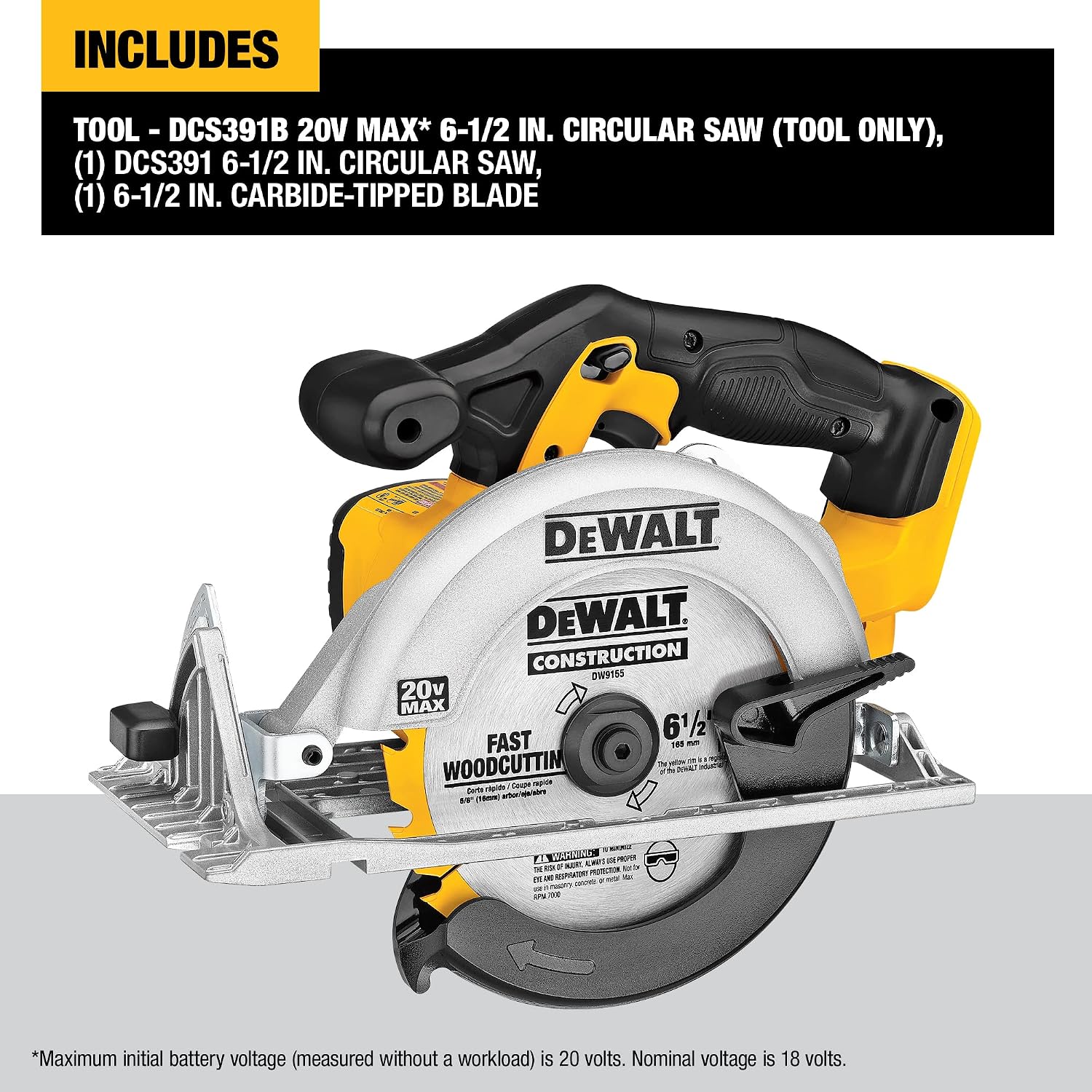 DeWalt 20V MAX Starter KIT & 20V MAX Circular Saw, 6-1/2-Inch Blade, 460 MWO Engine, 0-50 Degree Bevel Capability, Bare Tool Only (DCS391B)
