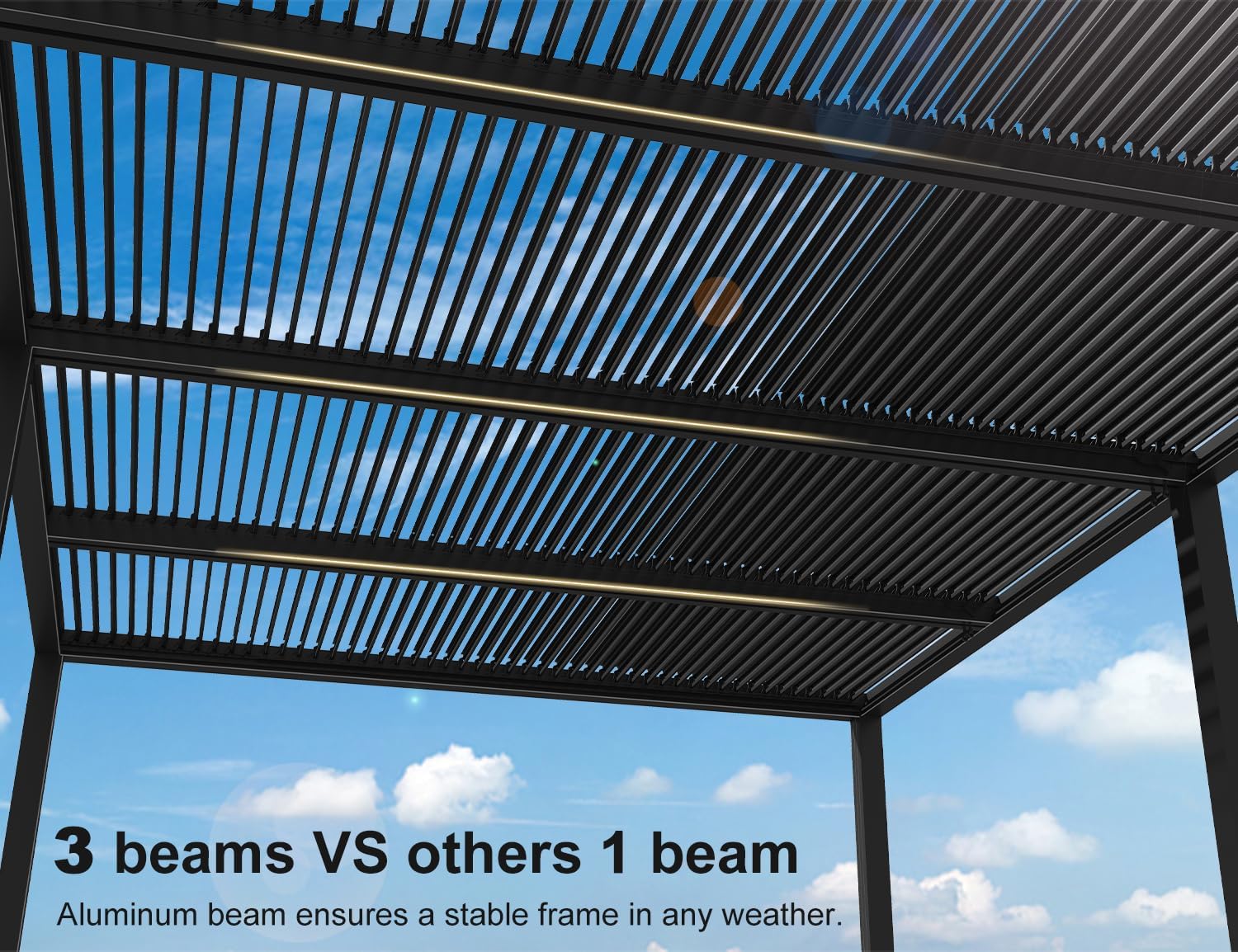 PURPLE LEAF Louvered Pergola 94AS 12' x 20' Outdoor Aluminum Pergola with Two Independently Adjustable Roof with 36 Light Bulbs for Backyard Garden