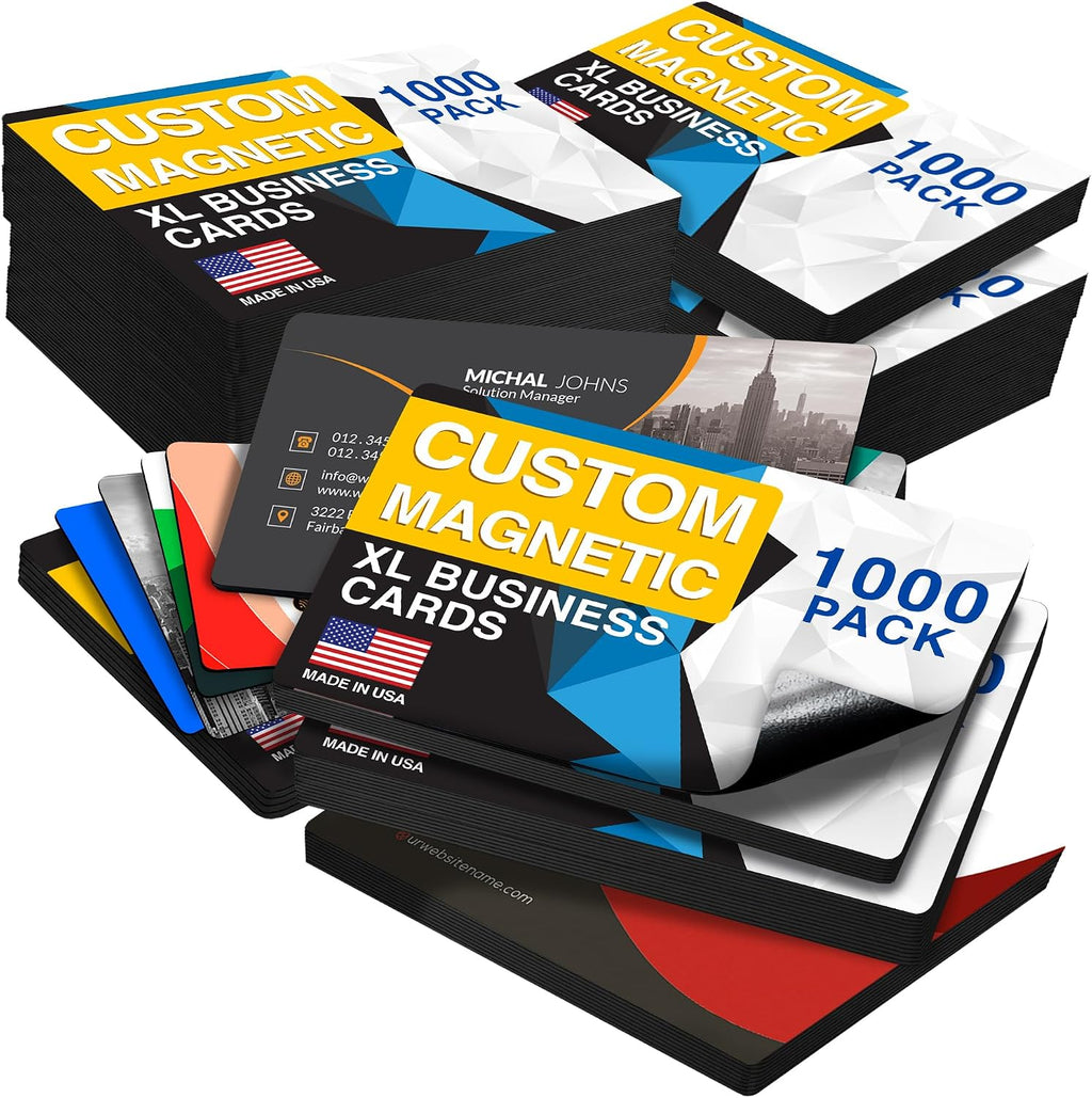 Magnet Me Up Customizable Business Card Magnets 4.125 x 2.5-1000 Pack Heavy-Duty 30 Mil Thick for Strong Hold- Personalized Magnet for Business, Networking, Advertising & Branding, Made in USA