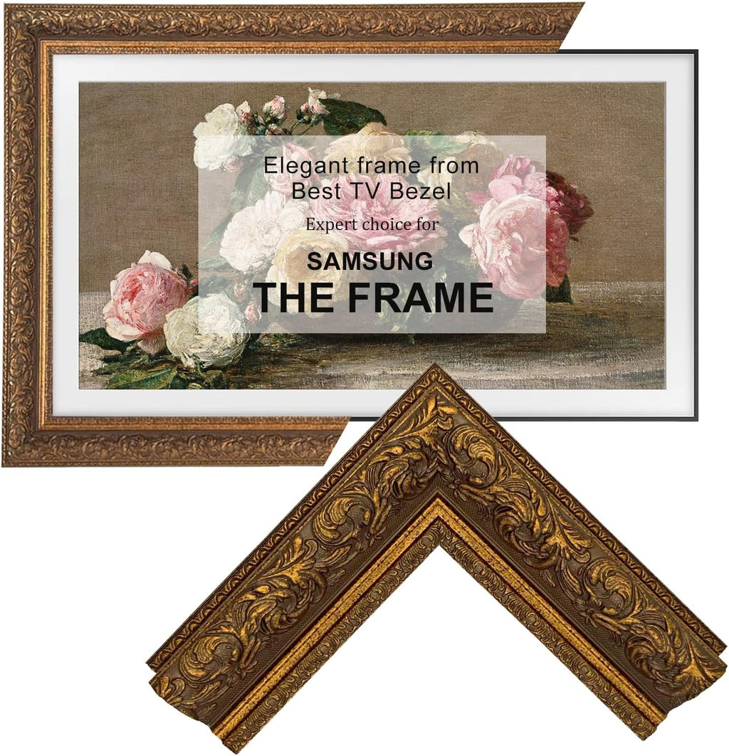 Elegant Vintage-Style TV Frame (DEEP GOLD, 32') - Compatible ONLY with Samsung The Frame TV and Pro TVs (Fits 2021-2026, LS03A, LS03B,LS03C,LS03D,LS03FA,LS03FW)