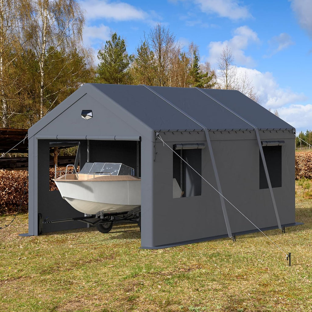 Carports Canopy Heavy Duty, Portable Garage with Sidewalls (10x16, Grey)