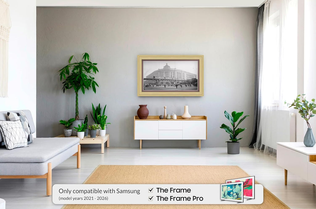 Antique White 50' Premiere Deco TV Frame - Compatible ONLY with Samsung The Frame TVs (Fits 2021-2026, LS03A, LS03B, LS03C, LS03D, LS03FA)