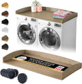 Nedura Washer Dryer Countertop w/Anti-Vibration Pads & Curved Edge Rails, Premium Bamboo Laundry Countertop, Washer Dryer Topper, Laundry Room Organization, Laundry Room Accessory - Driftwood