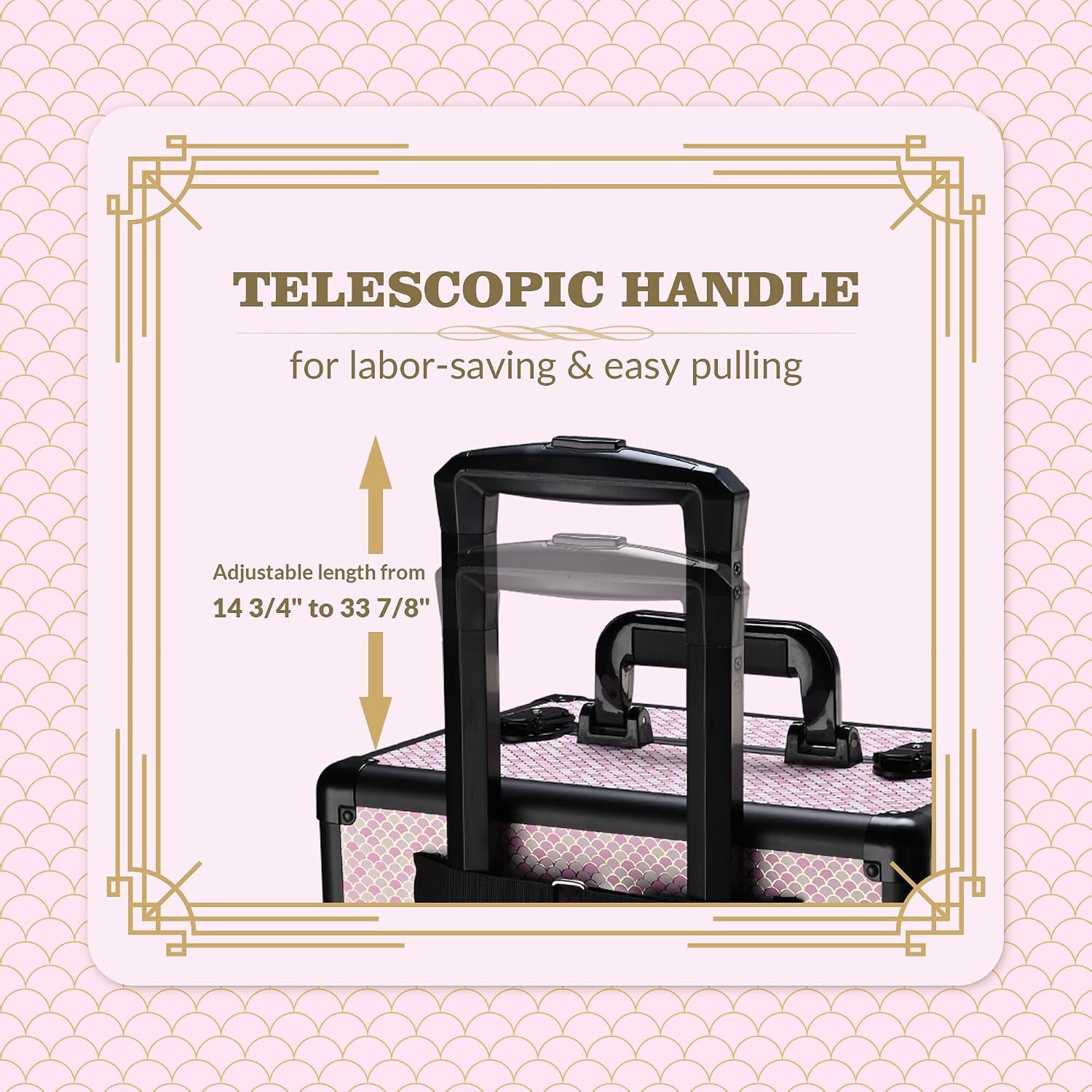 BYOOTIQUE Rolling Makeup Case Large 4in1 Cosmetology Case on Wheels,Easy Access Cosmetic Organizer Travel Case for Makeup Artist Hairstylist,Art Deco Bloom