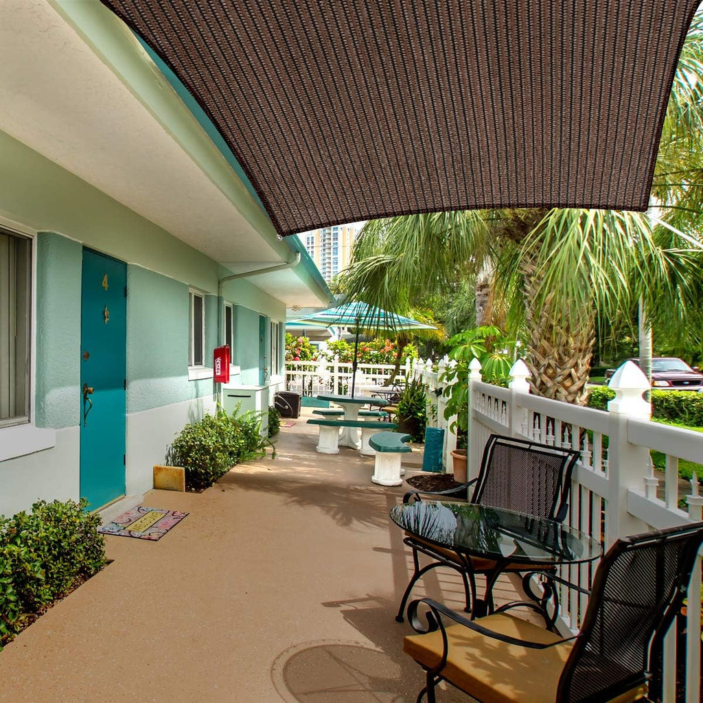 Eden's Decor Straight Flat-Edged Sun Shade Sail Rectangular 12' x 20' Brown UV-Blocking Outdoor Canopy Fabric Cloth Awning for Pergola Patio Garden Backyard Custom Size
