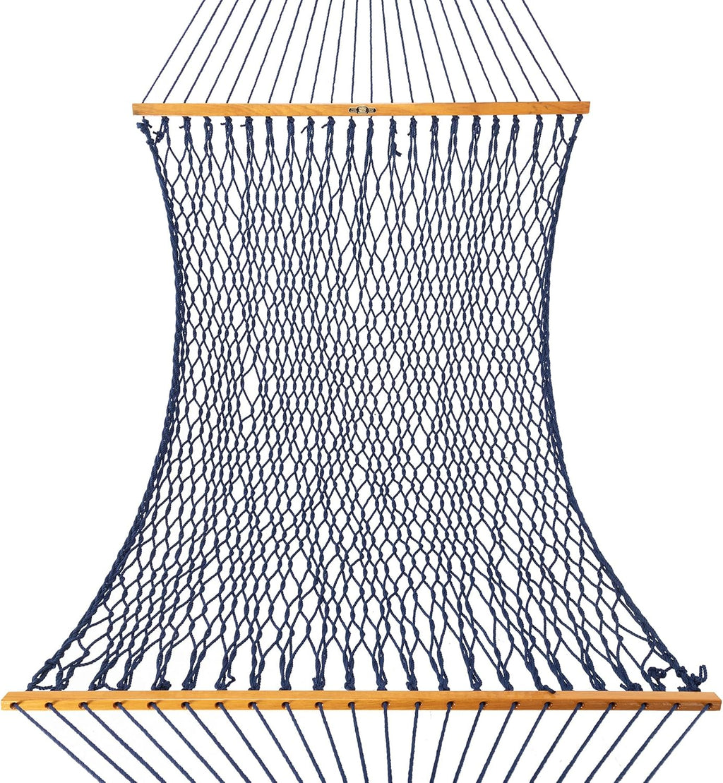 Original Pawleys Island Large Navy DURACORD Rope Hammock with Extension Chains & Tree Hooks, Handcrafted in The USA, 450 LB Weight Capacity, 13 ft. x 55 in.