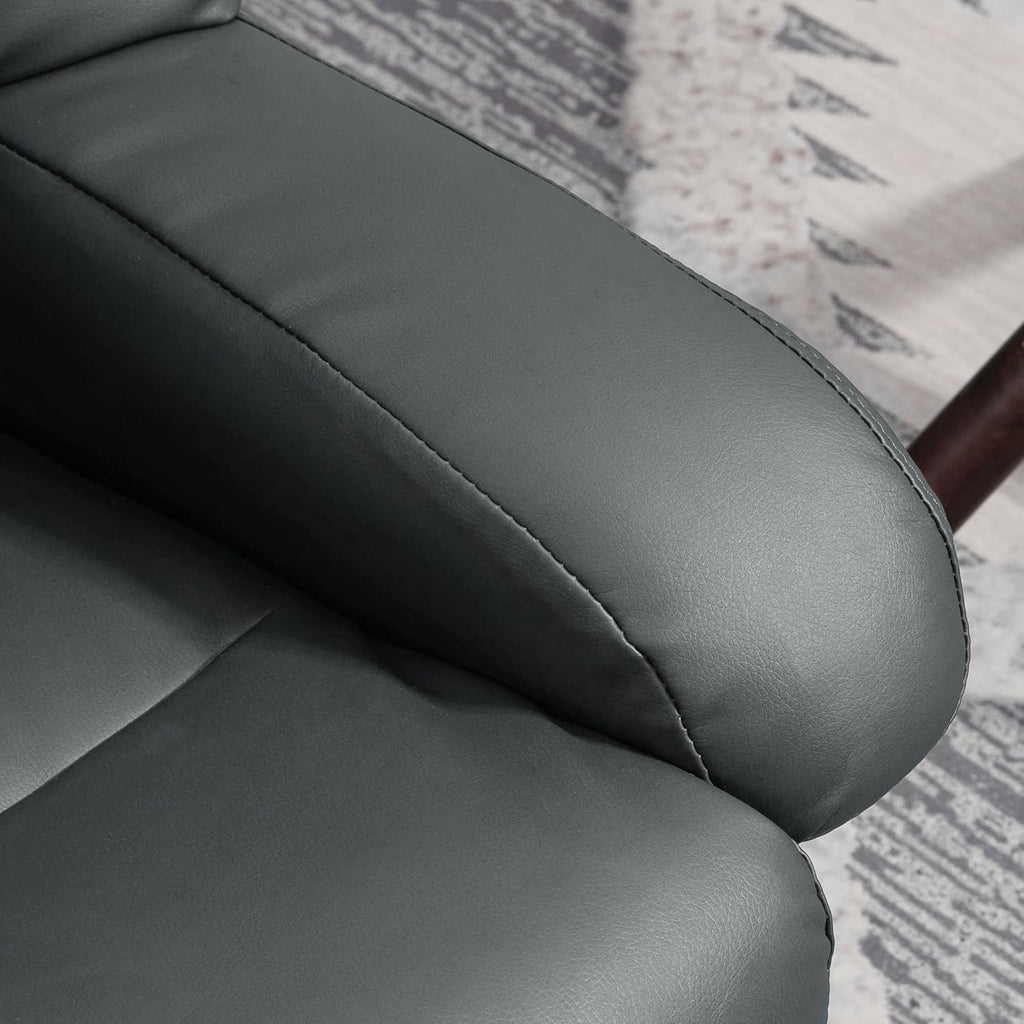 HOMCOM Massage Recliner Chair with Ottoman, 360° Swivel Recliner and Footstool, 10 Point Vibration, PU Leather Reclining Chair with Side Pocket and Remote Control, Gray