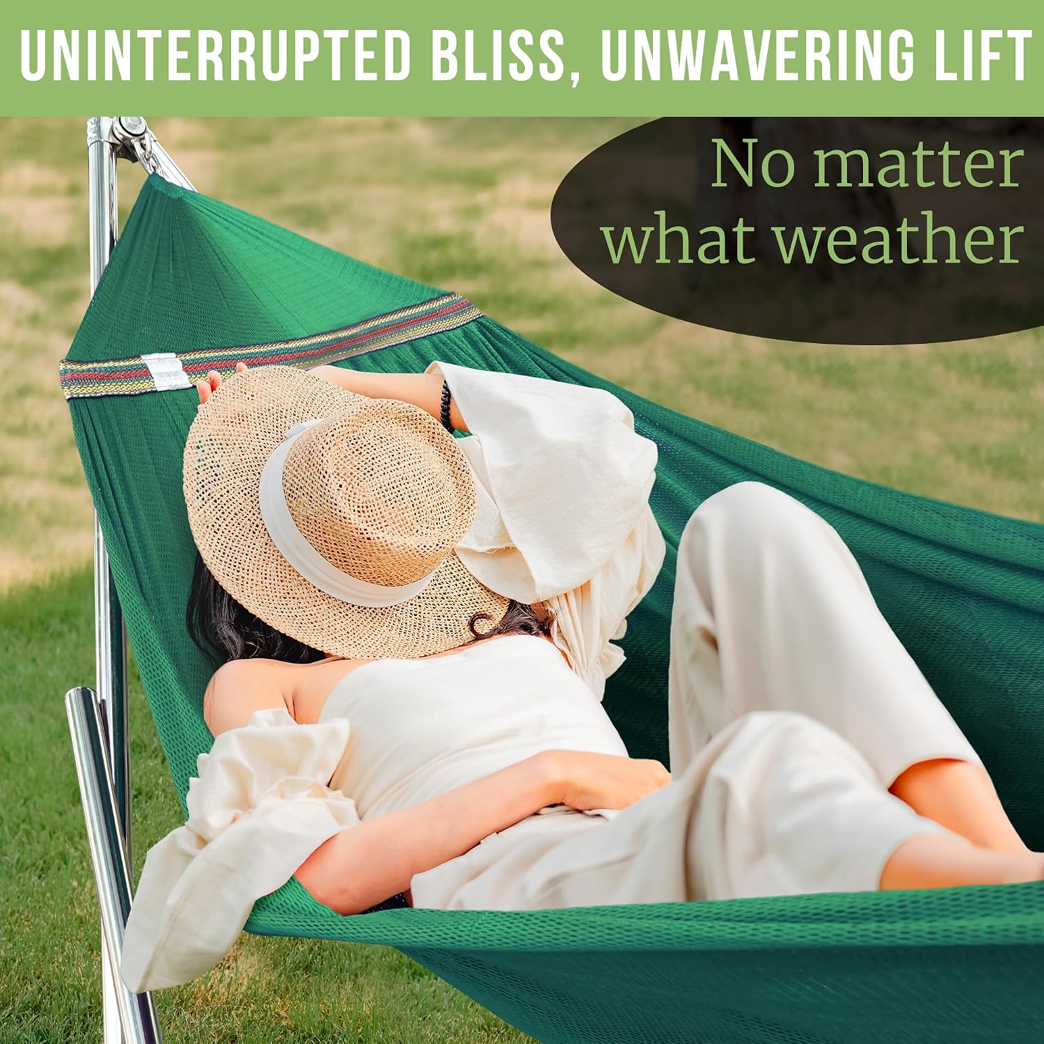 Tranquillo Double Hammock with Stand 650lb Capacity Double Hammock with Spreader Bar, Solid Grade 201 Stainless Steel 30s Set Up, Sturdy Flexible Hammock Stand Portable, Outdoor Indoor, Peacock