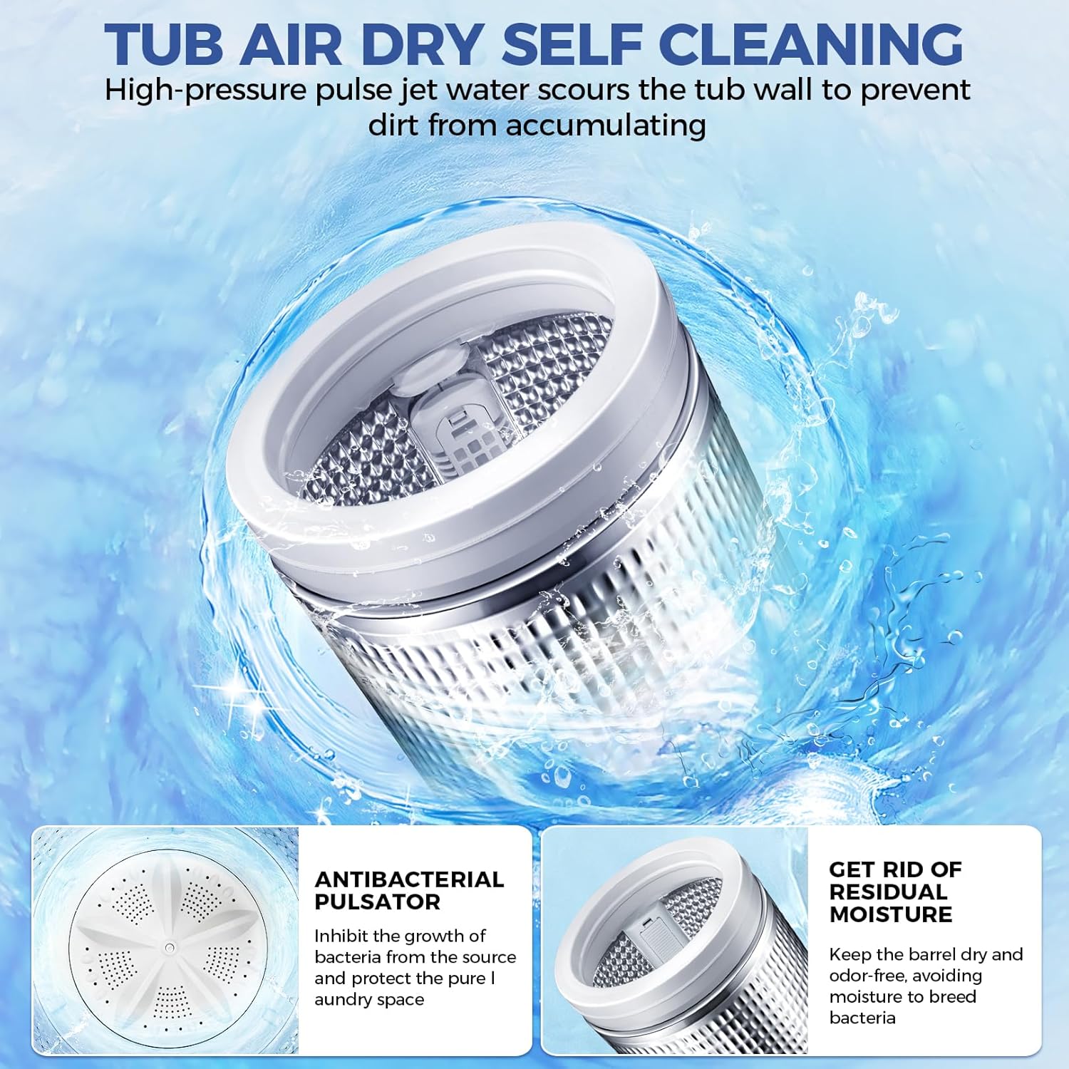Nictemaw Portable Washing Machine, 20Lbs Capacity Full-Automatic Portable Washer with Drain Pump, 2.8Cu.ft Washer and Dryer Combo with 10 Programs & 8 Water Levels for Apartment, Dorms, RV- Glass Lid